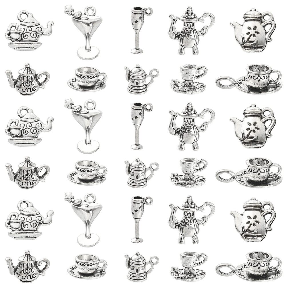6887 100pcs Tibetan Tea Pot Charms Mixed Styles - Beverage Drink Tea Cup